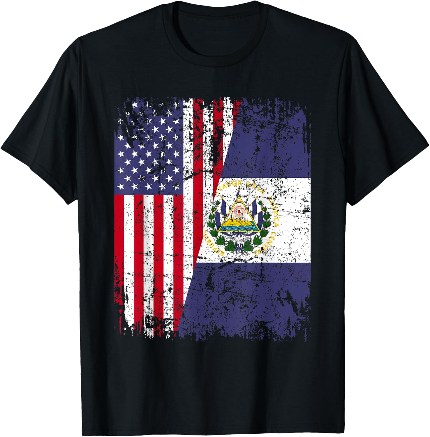 SALVADORAN ROOTS | Half American Flag | EL SALVADOR Women Kids Men T-Shirt - T-Shirt | Black