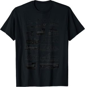 Steam Engine Train Steam Train Locomotive vintage chart T-Shirt - T-Shirt | Black