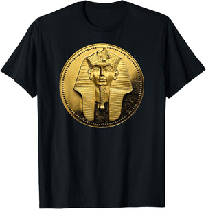 Black Ancient Egyptian Golden Pharoah Coin King TUT T-Shirt - T-Shirt | Black
