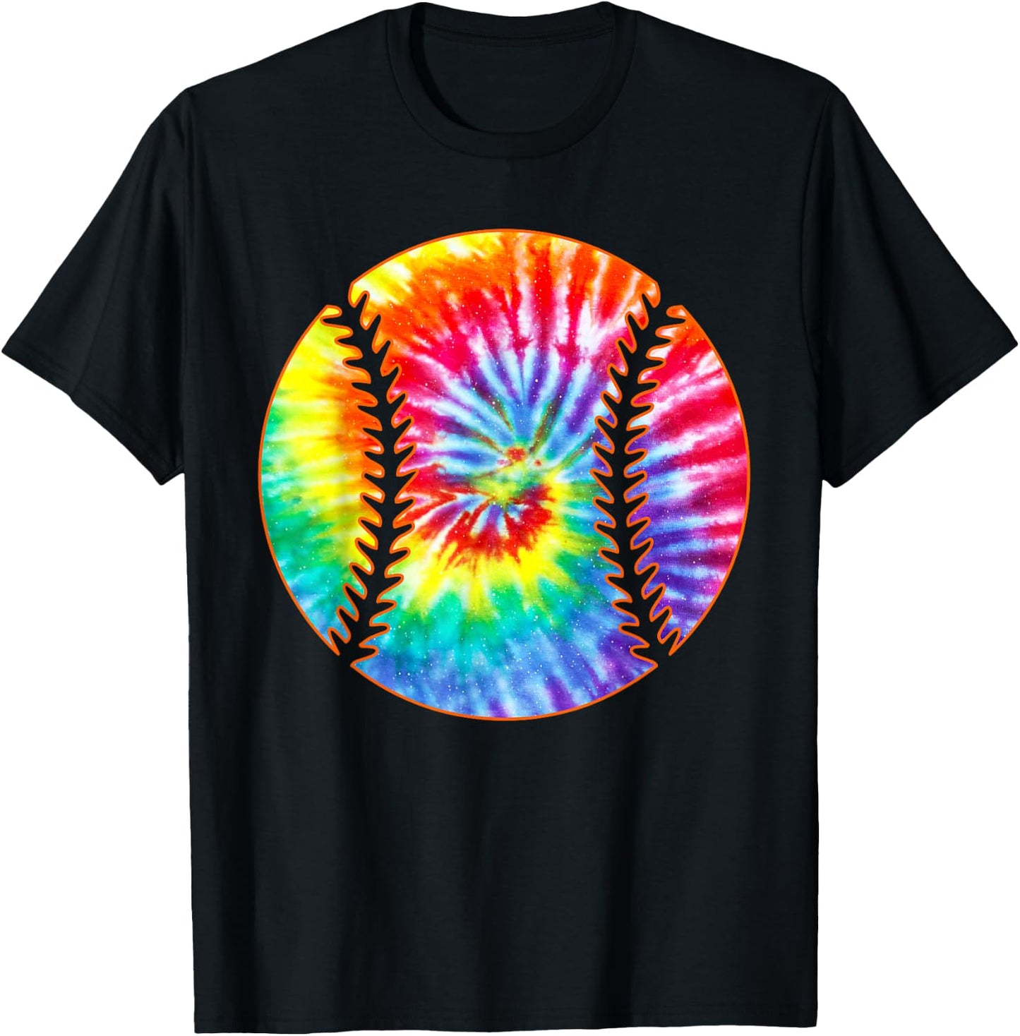 Tie Dye Colorful Baseball Lover Player Cute Tie Dye Baseball T-Shirt - T-Shirt | Black