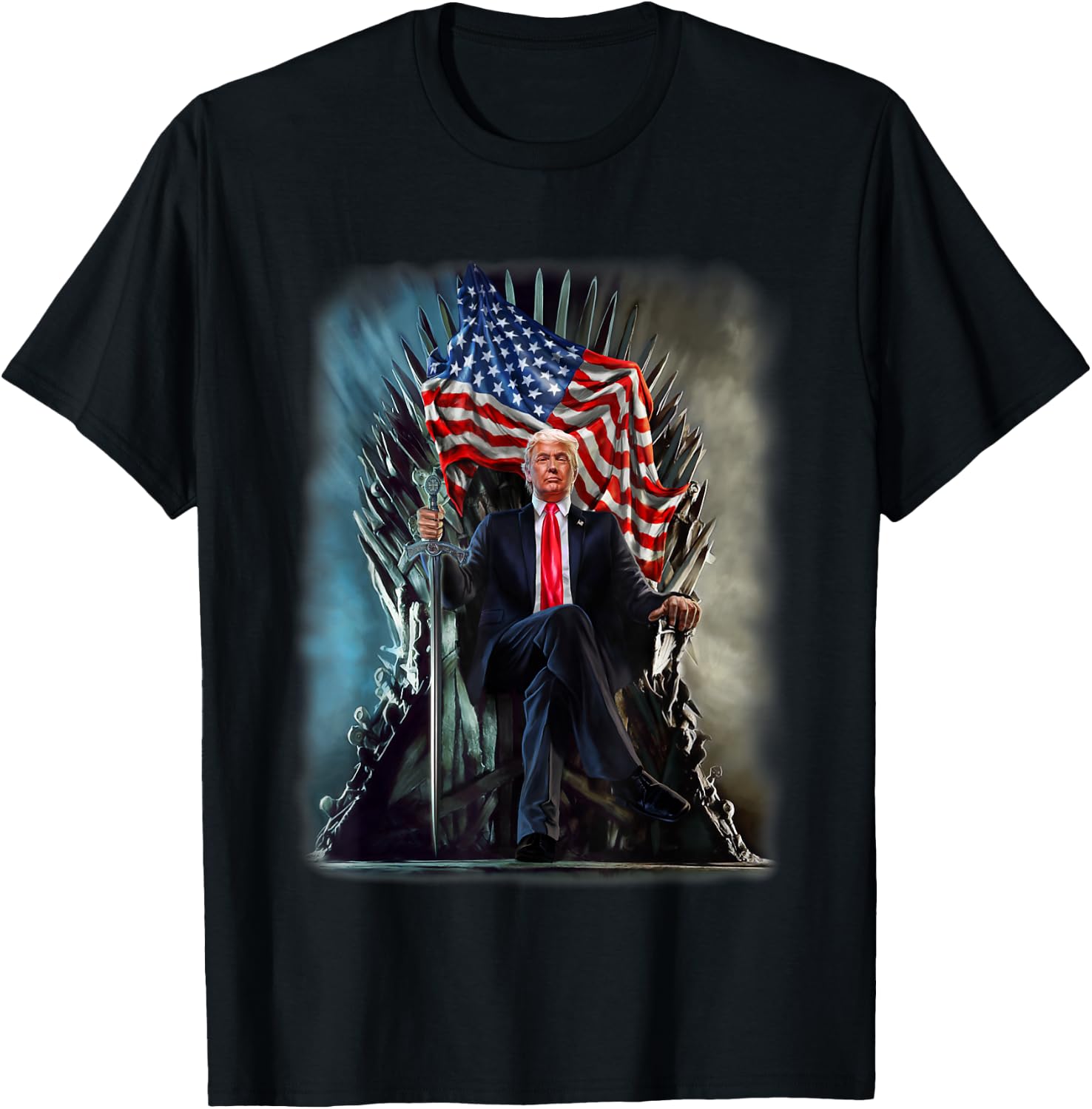 President Donald Trump on United States Throne T-Shirt - T-Shirt | Black