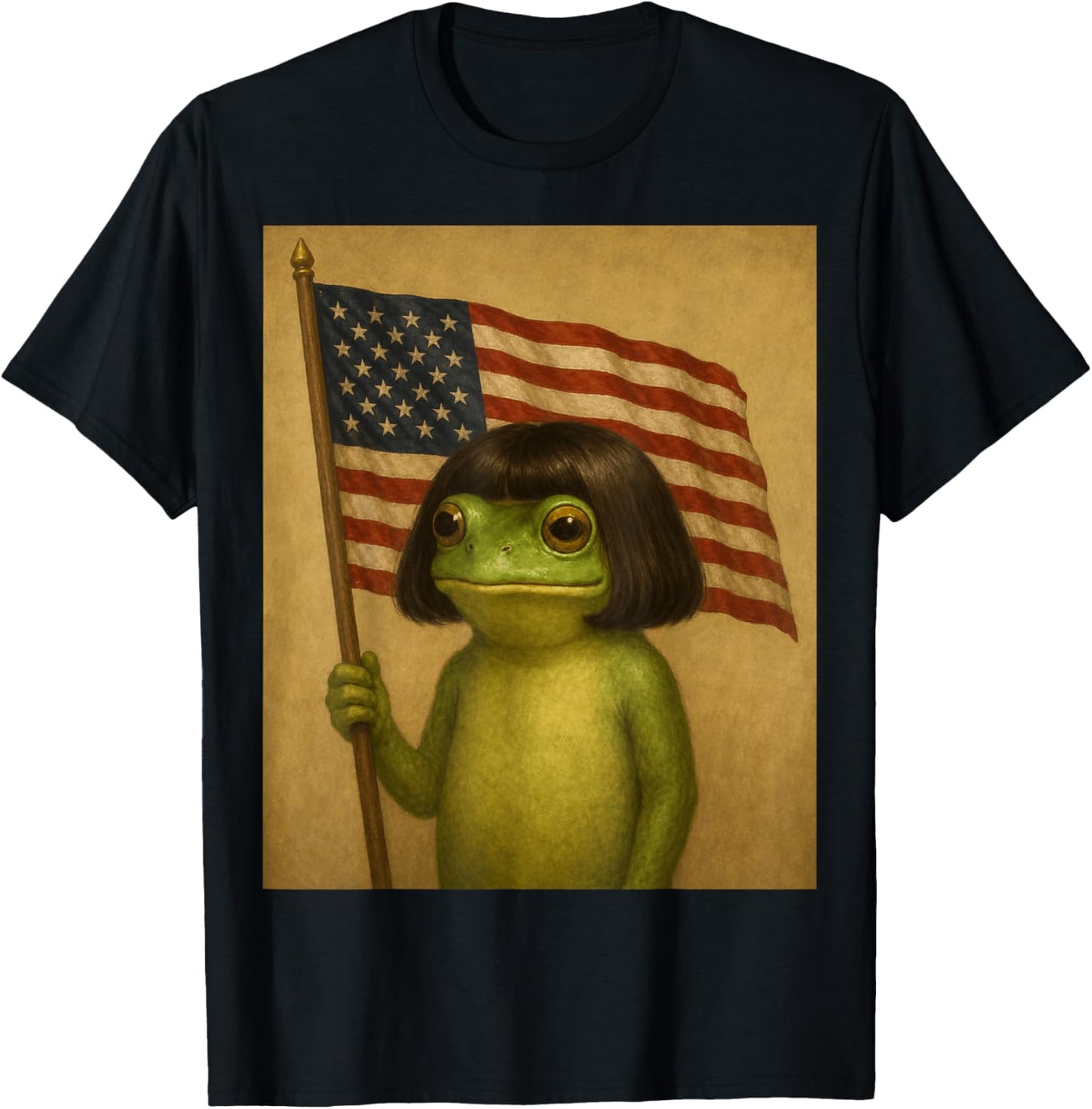 4th of July Frog with Bob Haircut American Flag Meme Boys T-Shirt - T-Shirt | Black