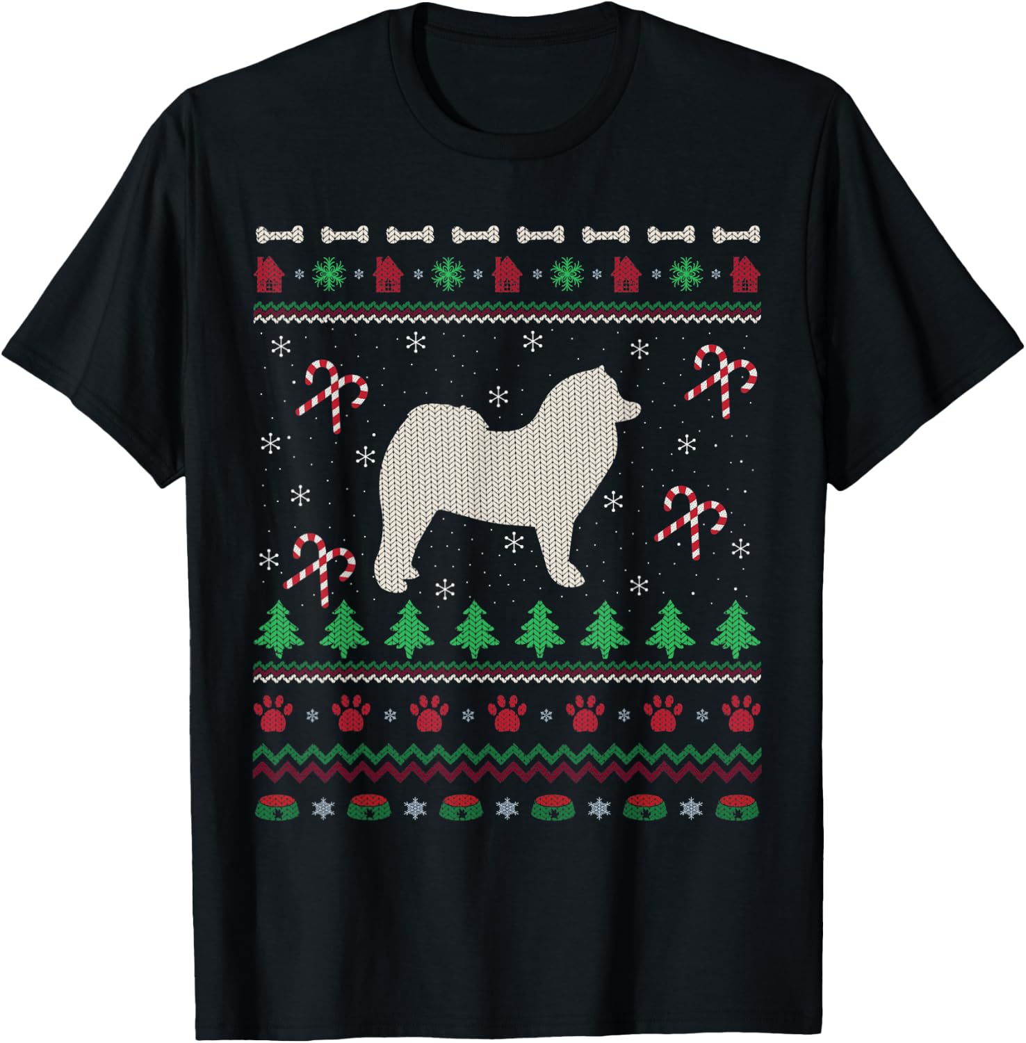 Samoyed Xmas Gift Ugly Samoyed Christmas T-Shirt - T-Shirt | Black