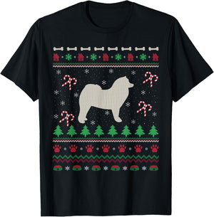 Samoyed Xmas Gift Ugly Samoyed Christmas T-Shirt - T-Shirt | Black