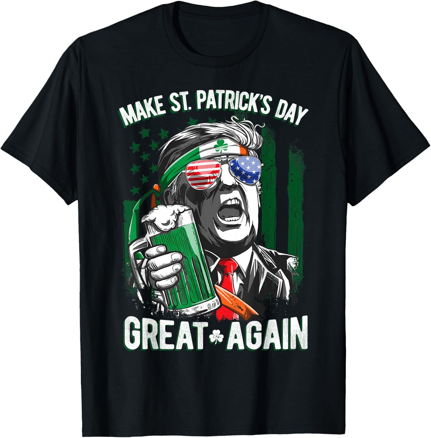 Make St Patricks Day Great Again Trump Men Women Irish Funny T-Shirt - T-Shirt | Black