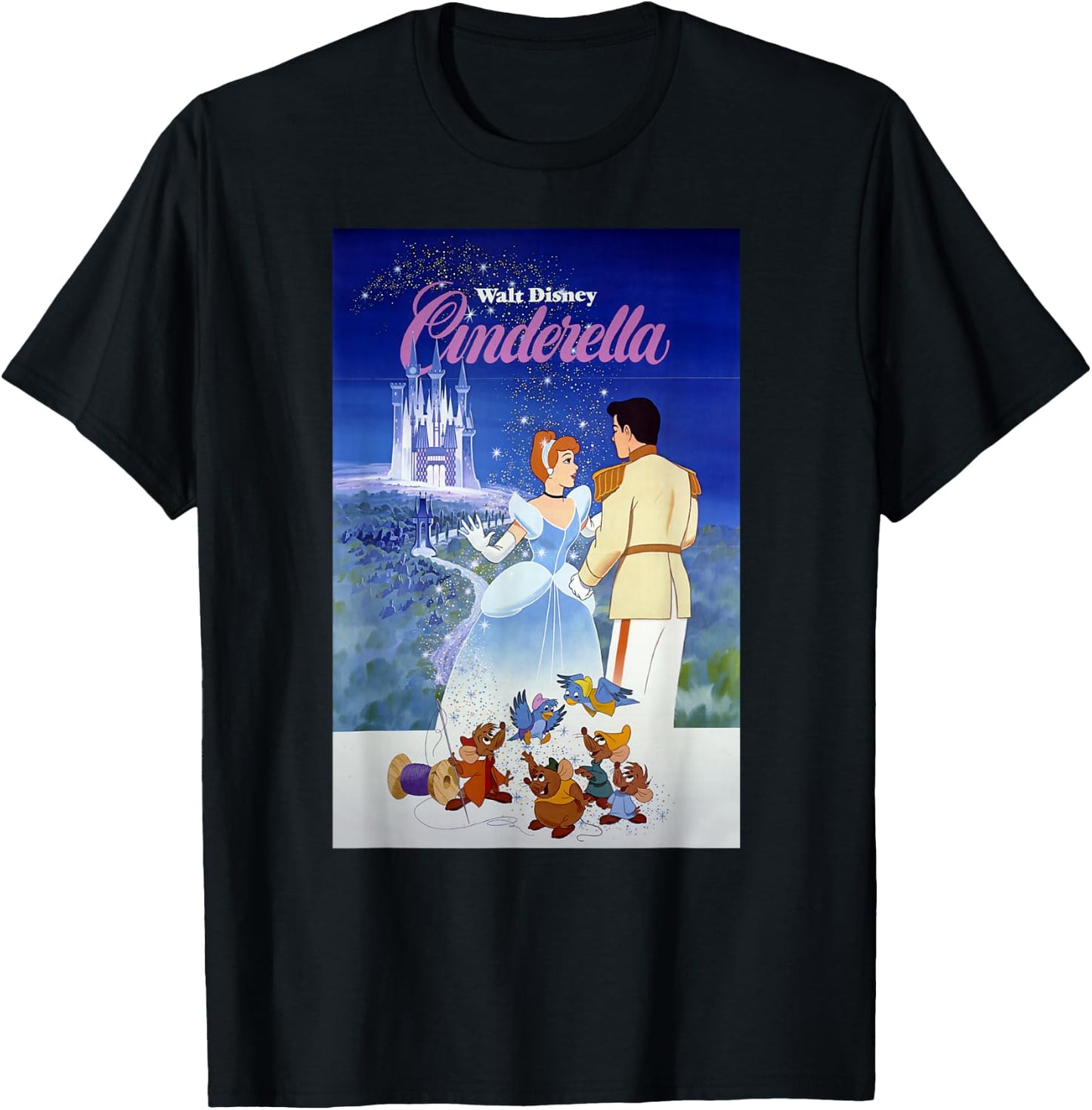 Disney Cinderella Classic Vintage Movie Poster T-Shirt - T-Shirt | Black