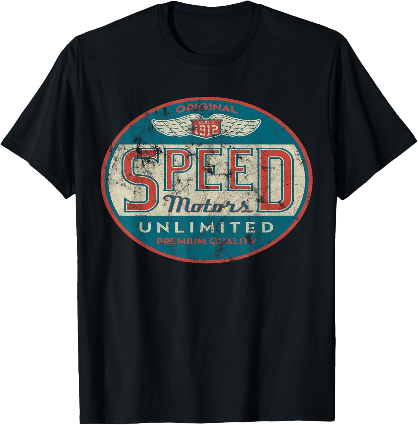 Vintage Speed Motor (Distressed Shirts Women & Men) T-Shirt - T-Shirt | Black