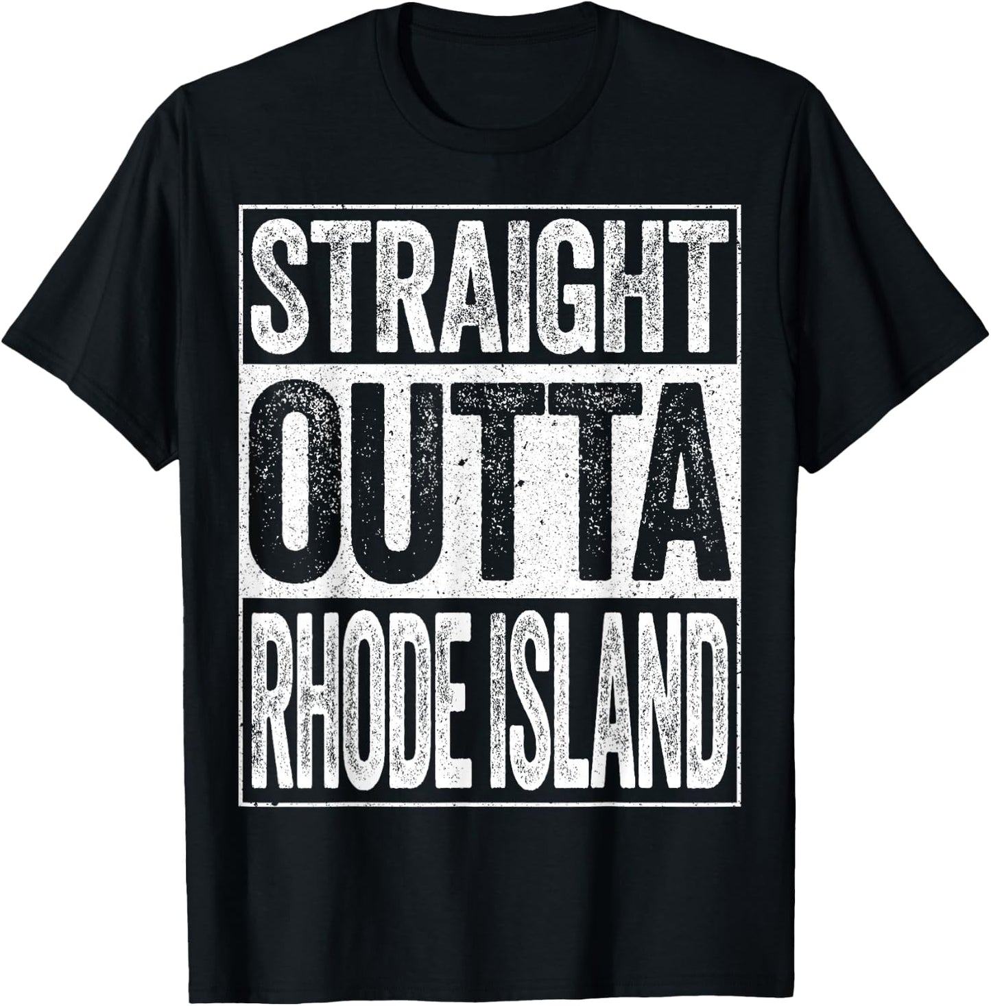 Straight Outta Rhode Island Shirt Men Women Kids RI State T-Shirt - T-Shirt | Black