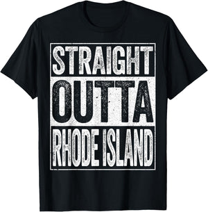 Straight Outta Rhode Island Shirt Men Women Kids RI State T-Shirt - T-Shirt | Black
