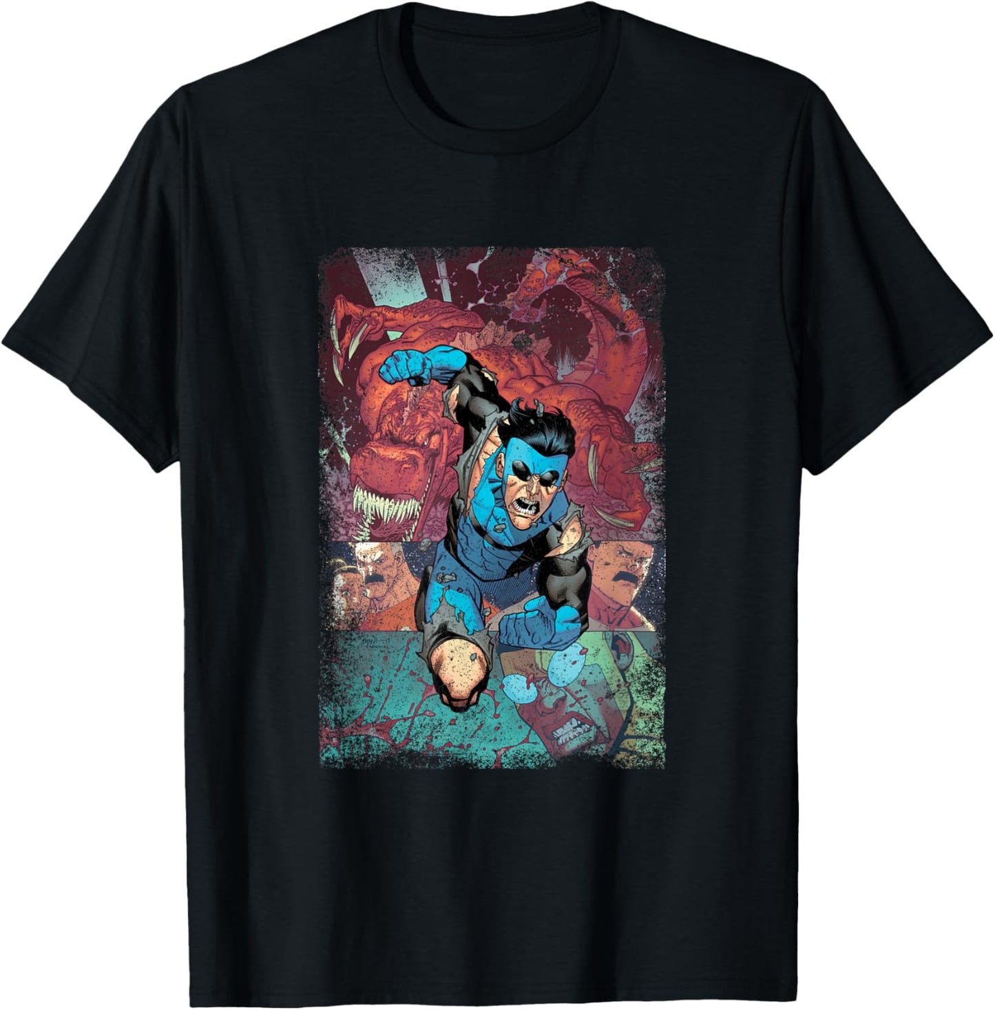 INVINCIBLE -Adults , Black, Small, Short Sleeve, Modern Classic Fit, Distressed Graphic, Lightweight, Classic Fit, Comic Fans, General Audience T-Shirt - T-Shirt | Black