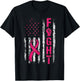 Fight USA Flag Breast Cancer Awareness Patriotic Pink Ribbon T-Shirt - T-Shirt | Black