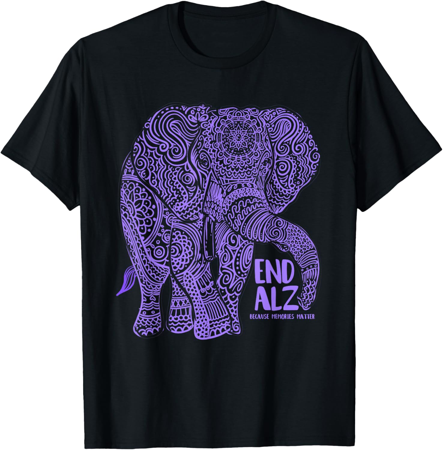 Purple Elephant Alzheimer Awareness Apparel & Gifts, END ALZ Small T-Shirt - T-Shirt | Black