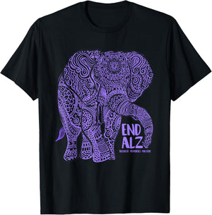 Purple Elephant Alzheimer Awareness Apparel & Gifts, END ALZ Small T-Shirt - T-Shirt | Black