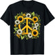 Hippie Peace Sign Flower Sunflower Hippie T-Shirt - T-Shirt | Black