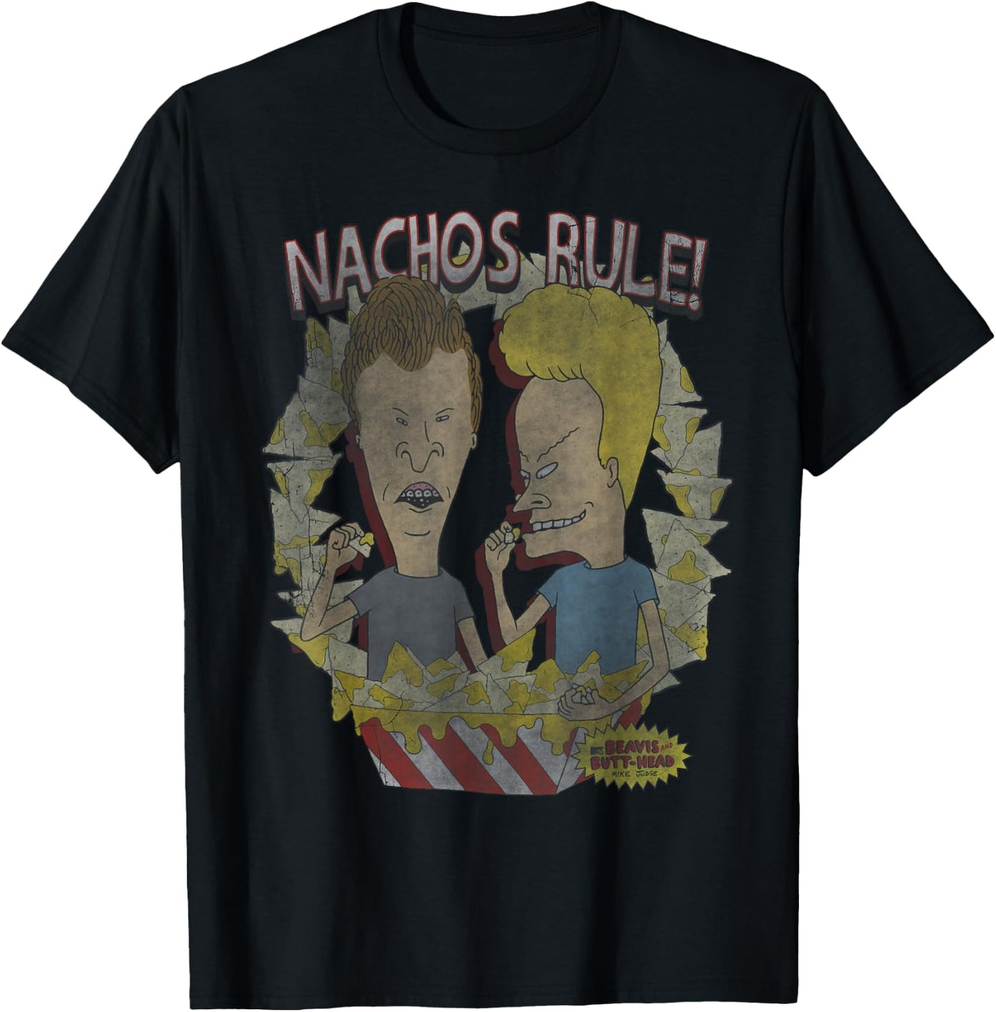 Beavis and Butt-Head Nachos Rule Chip Frame T-Shirt - T-Shirt | Black