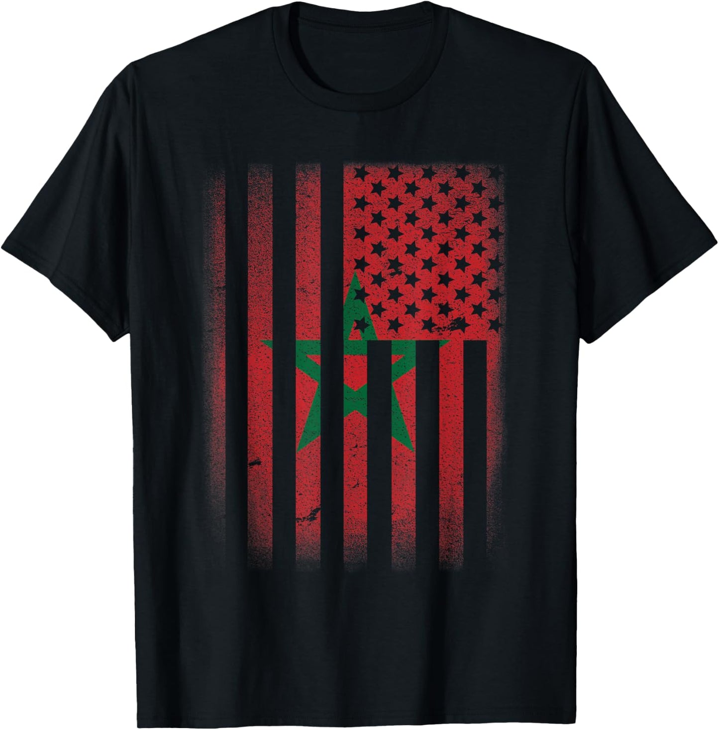 Moroccan American Flag Morocco Usa Women Kids Men T-Shirt - T-Shirt | Black