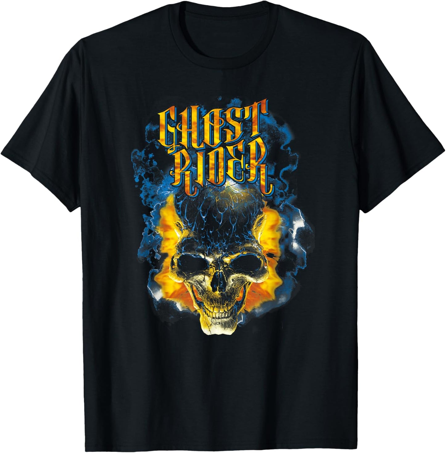 Marvel Ghost Rider Skull Urban Street Flames Graphic T-Shirt - T-Shirt | Black