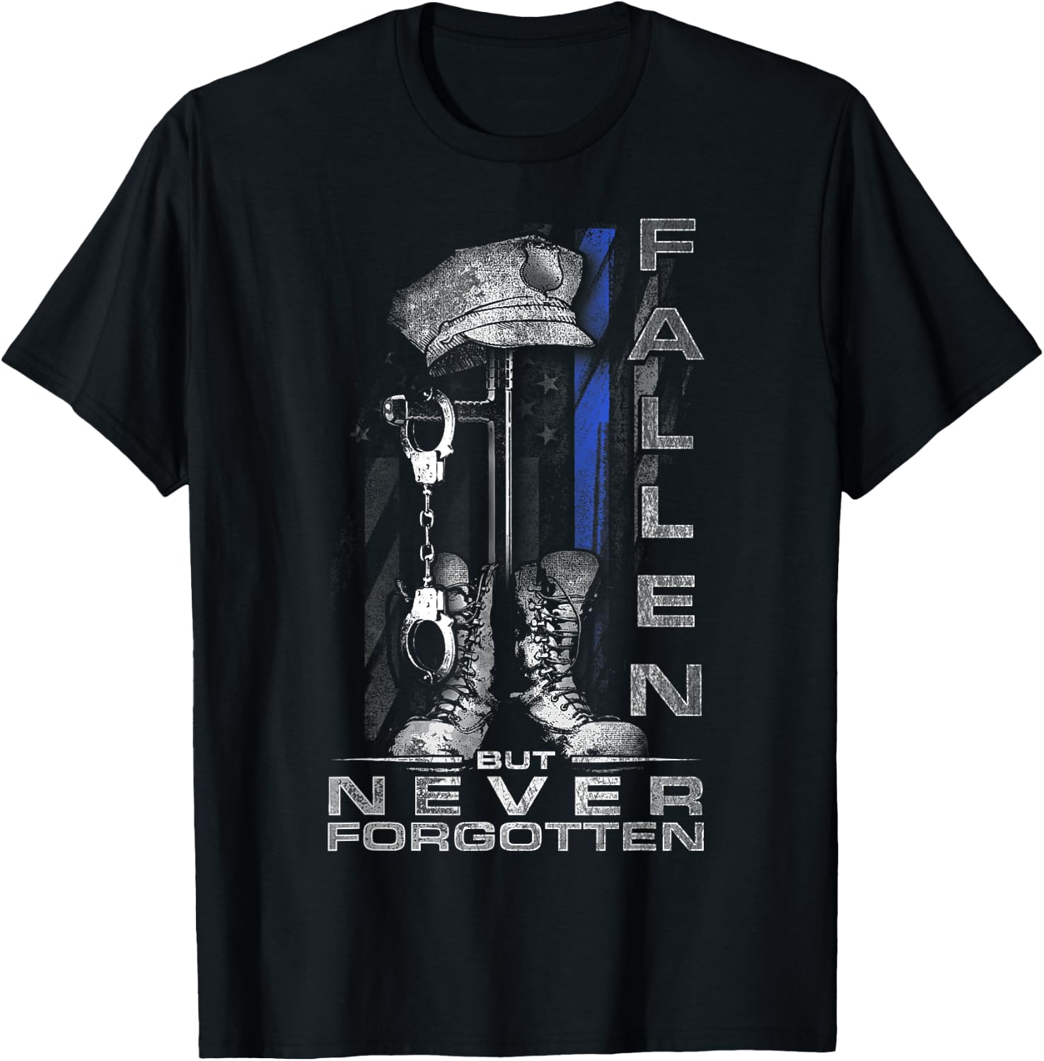 Thin Blue Line - Fallen But Never Forgotten T-Shirt - T-Shirt | Black
