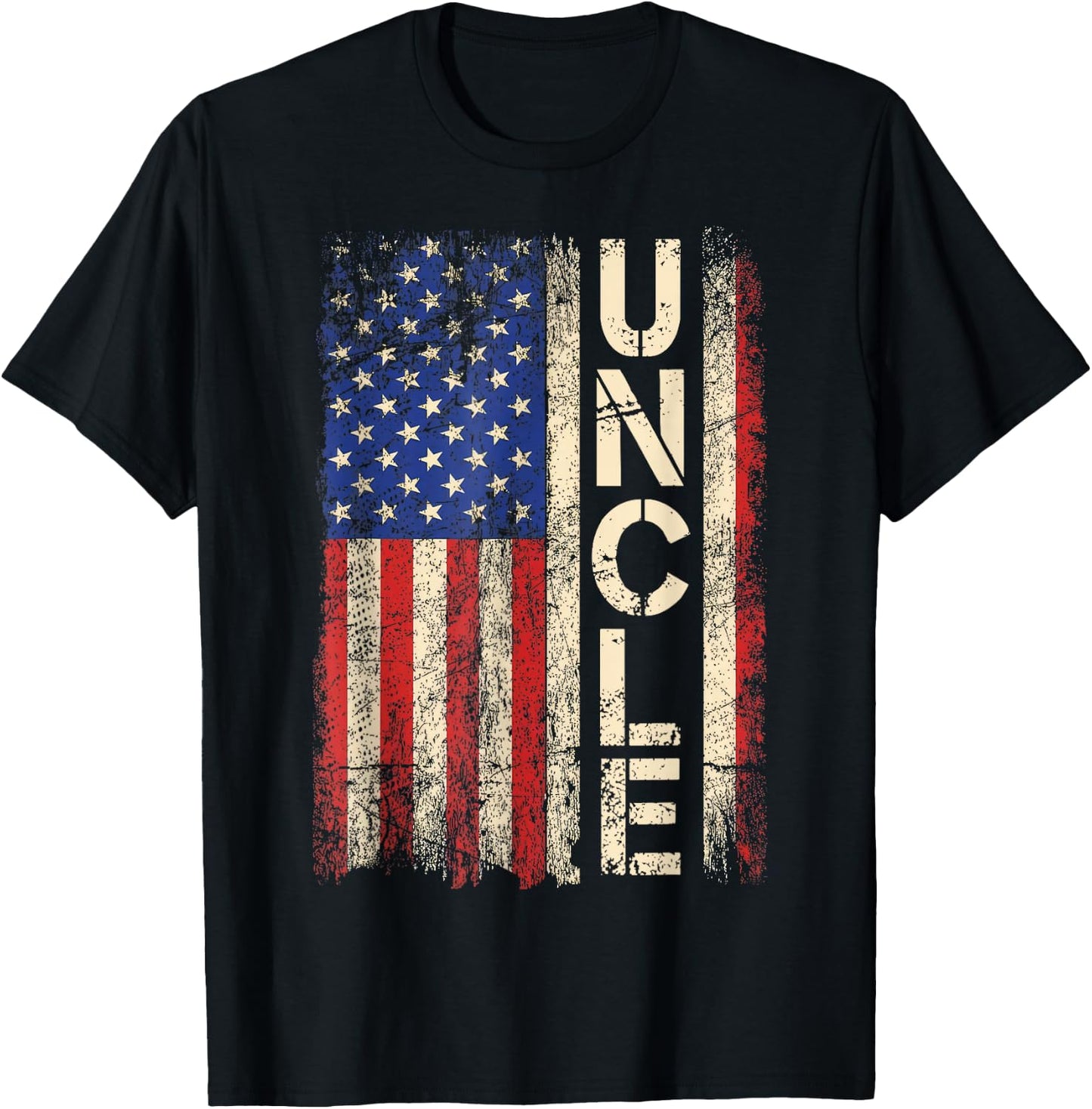 Uncle American Flag Father's Day T-Shirt - T-Shirt | Black