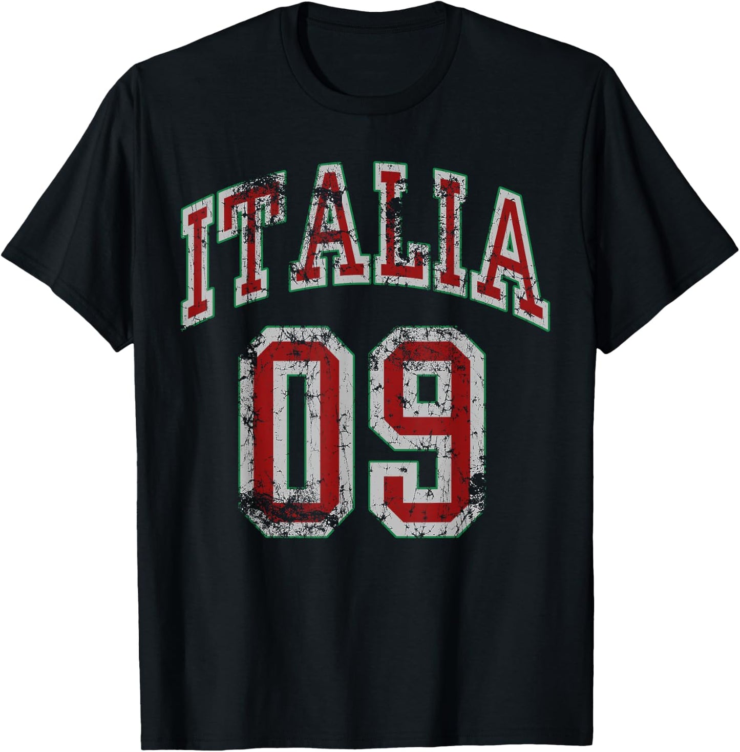 Italia 09 Retro Italian Vintage Distressed Men Women Kids T-Shirt - T-Shirt | Black