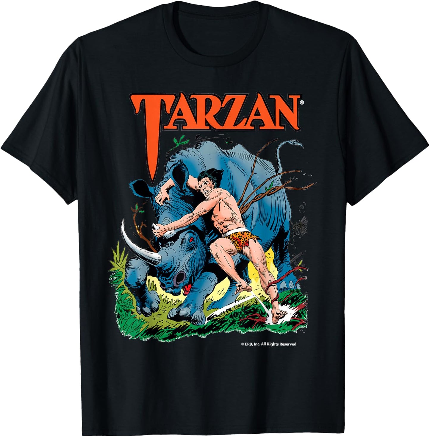 Edgar Rice Burroughs, Inc. Tarzan Adult Black Modern Classic Cartoon T-Shirt - T-Shirt | Black