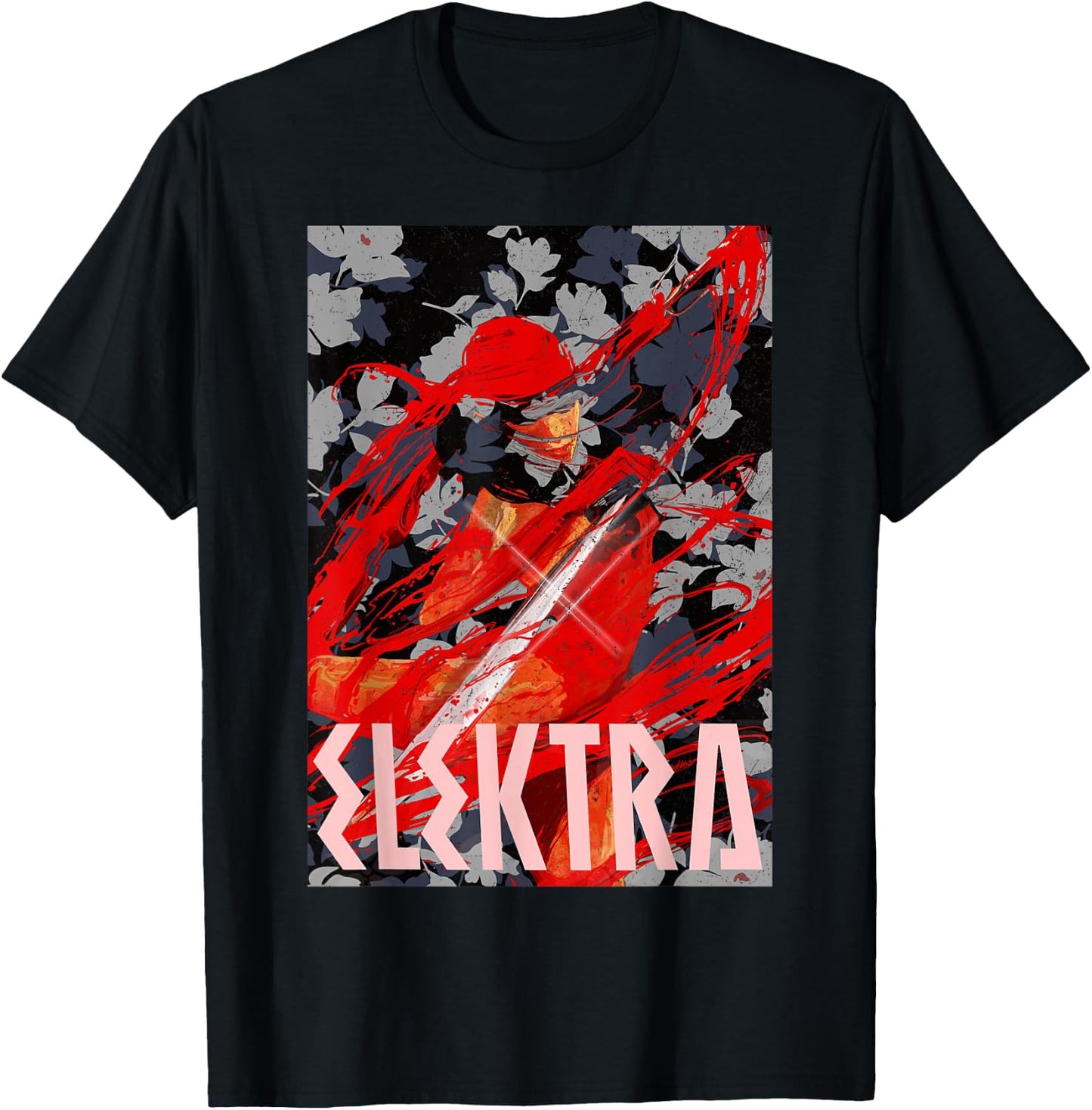 Marvel Elektra The Secret Floral Assassin Graphic T-Shirt - T-Shirt | Black