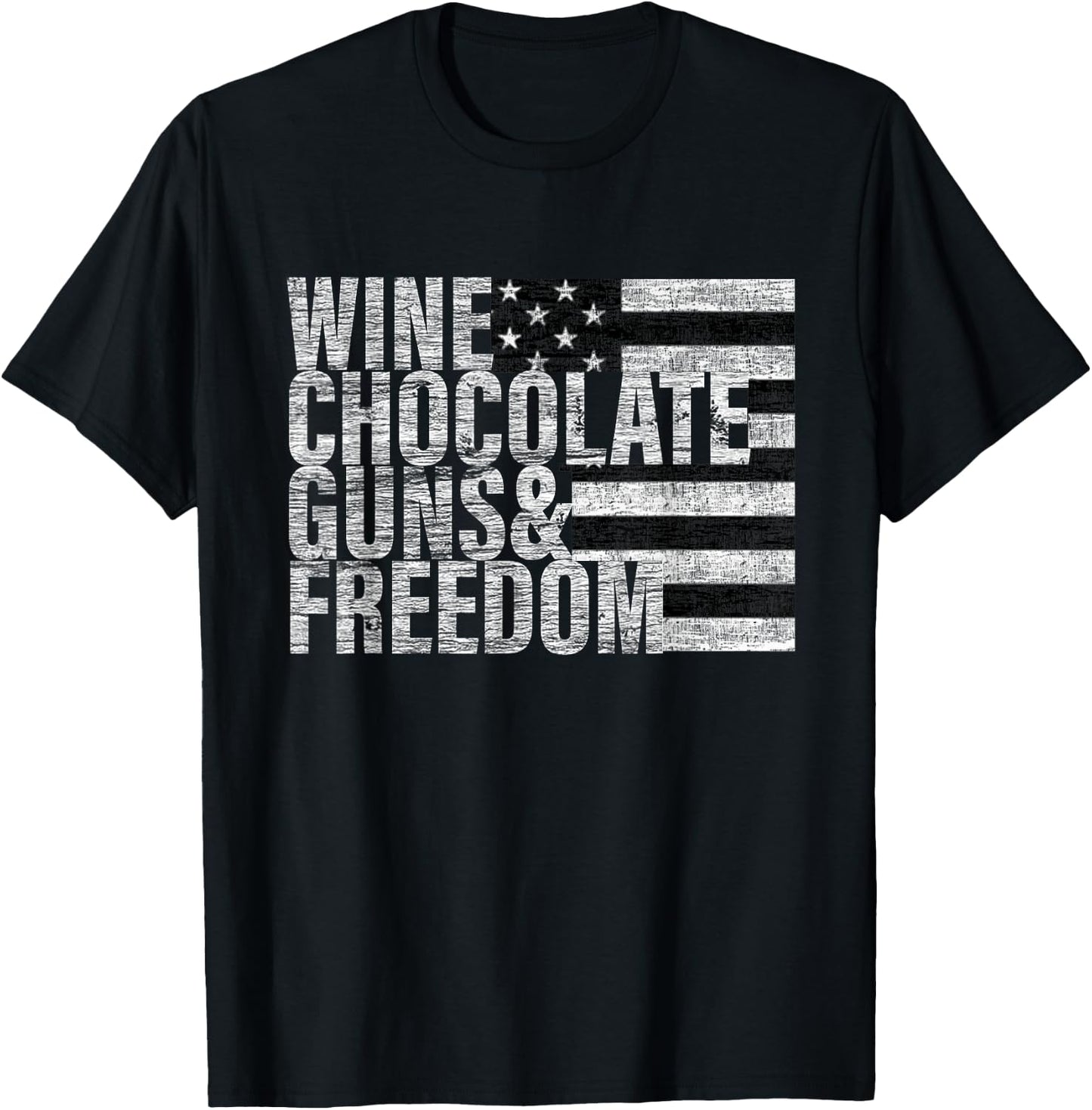 Wine Chocolate Guns & Freedom Women's Flag T-Shirt - T-Shirt | Black