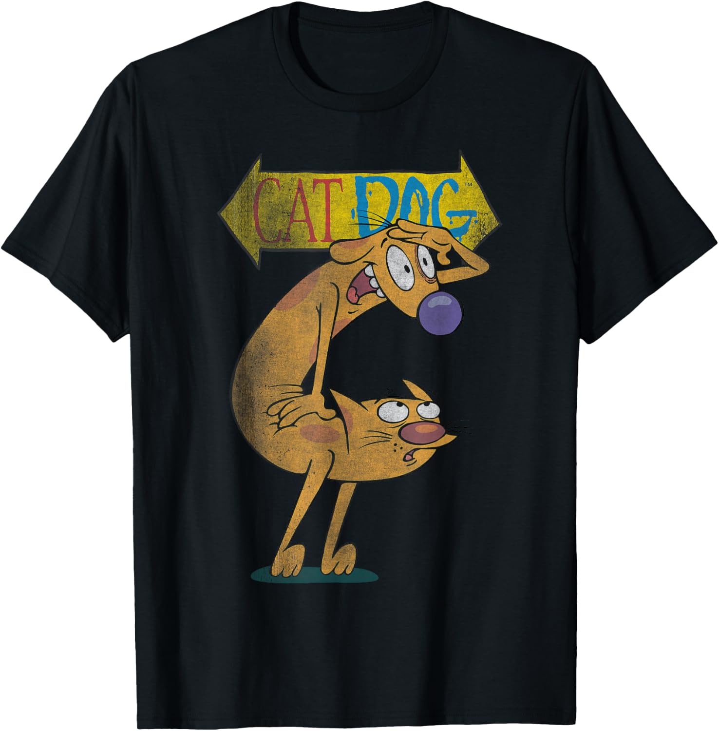 Nickelodeon Classic Nickelodeon CatDog Character Logo T Shirt, Black, Small US T-Shirt - T-Shirt | Black