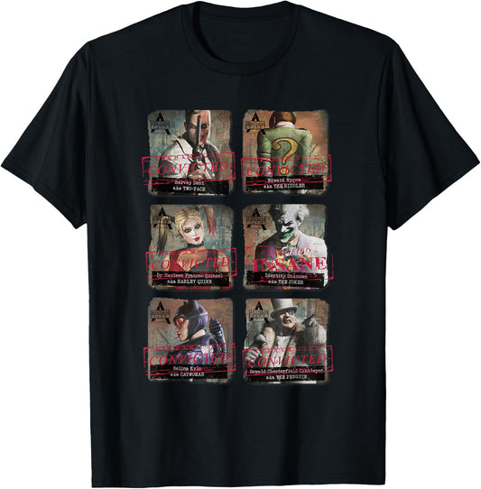 DC Comics Batman Arkham City Arkham Lineup - -Adults, Black, Small T-Shirt - T-Shirt | Black