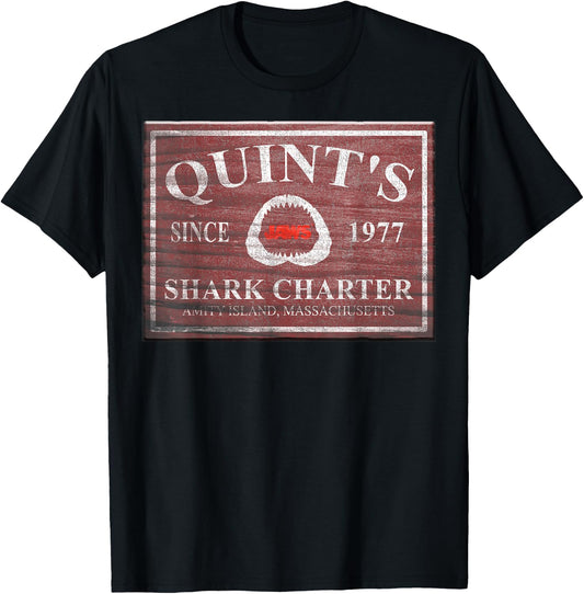 Jaws Quints Shark Charter Graphic T-Shirt - T-Shirt | Black