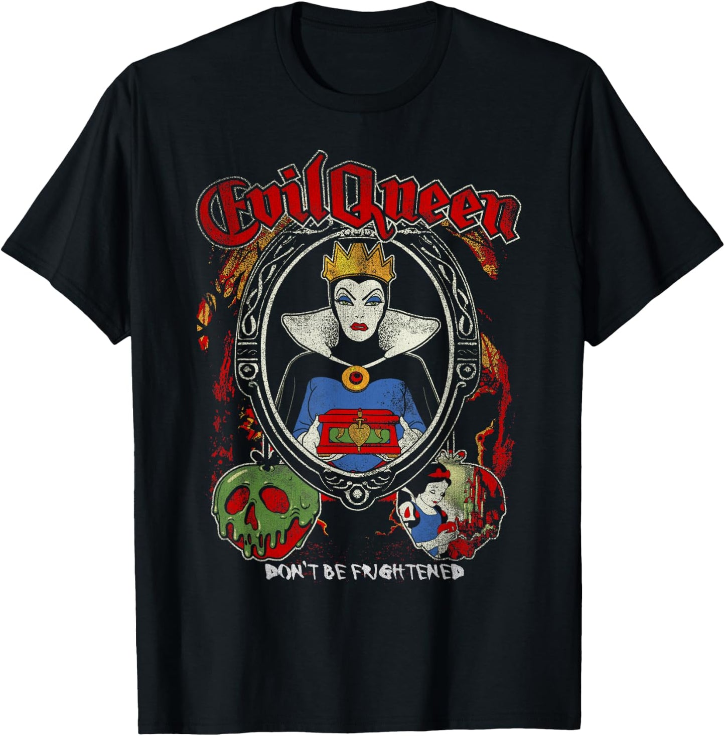 Disney Snow White Evil Queen Don't Be Frightened Distressed T-Shirt - T-Shirt | Black