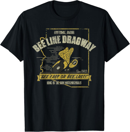 Vintage Bee Dragway Arizona Drag Racing Distressed T-Shirt - T-Shirt | Black