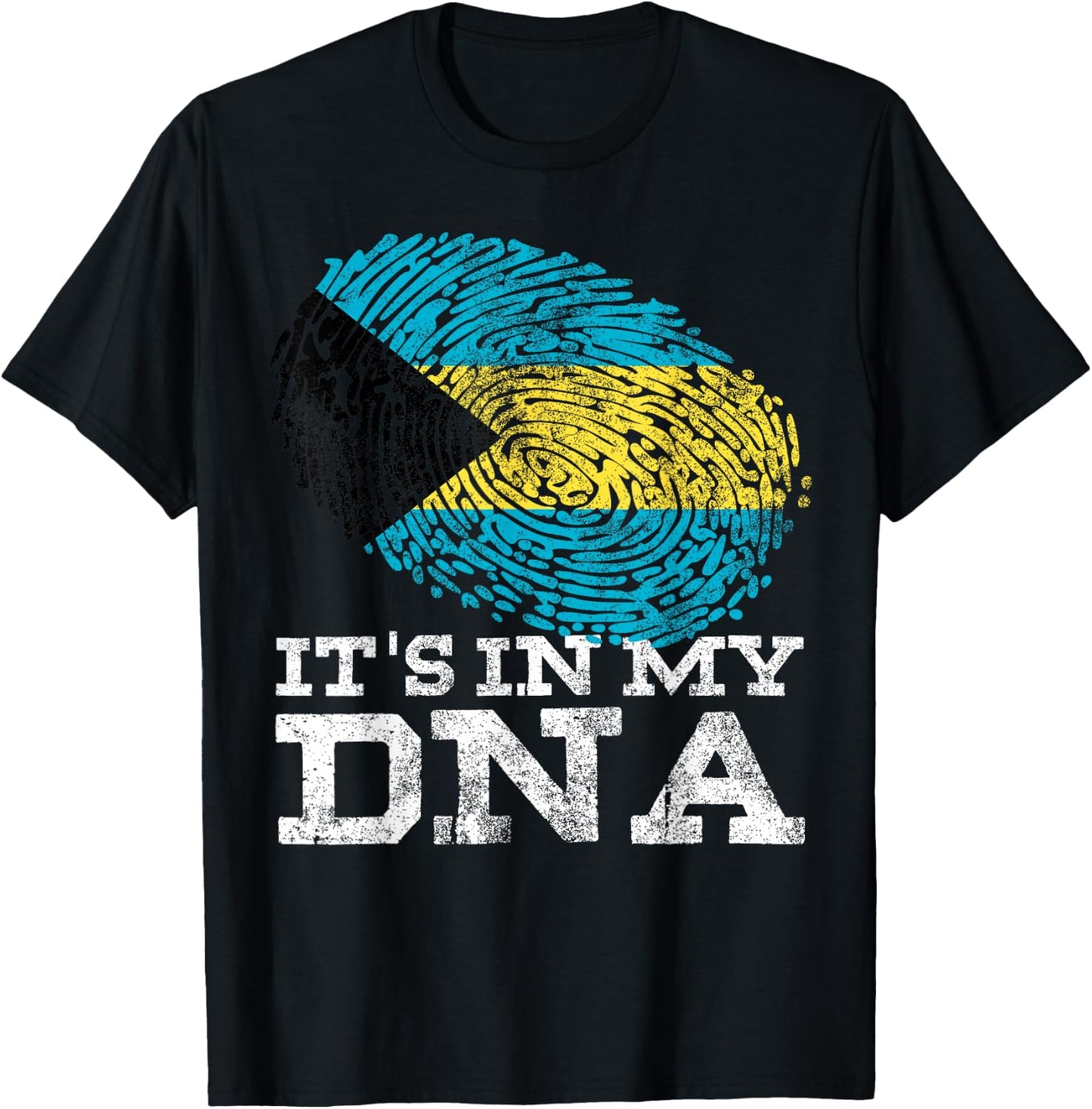 It's in My DNA Bahamian Gifts Fingerprint Proud Bahamas Flag T-Shirt - T-Shirt | Black