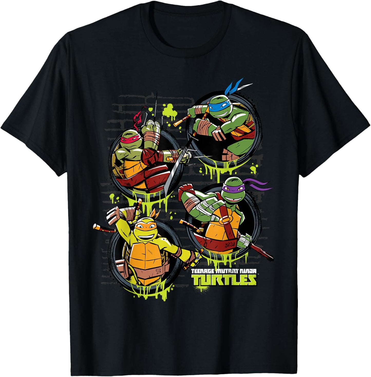 Teenage Mutant Ninja Turtles Multiple Sewer Holes T-Shirt - T-Shirt | Black