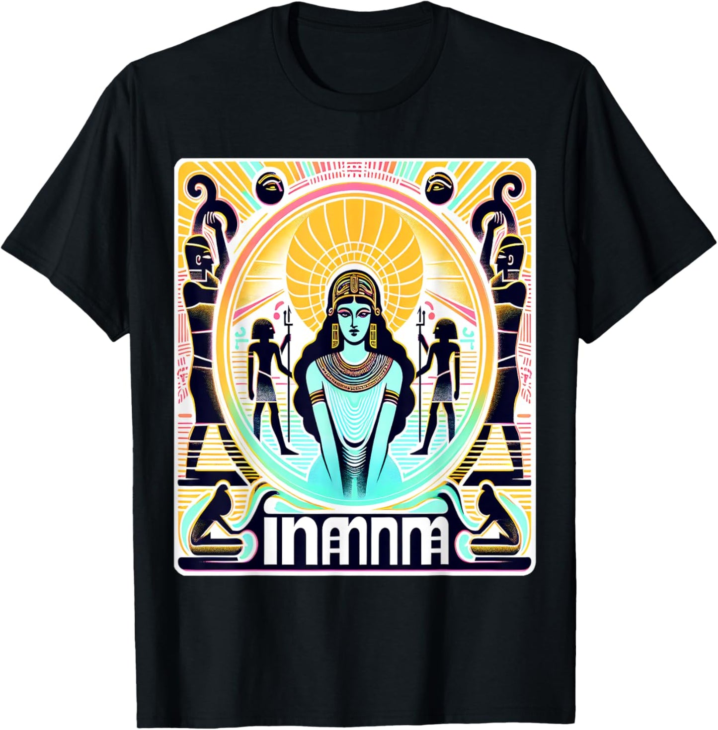 Inanna Sumerian Deity Mythology -Adults Black Small Ancient Mythology Themed Graphic Retro Unique Ancient Sumerian Mythology Theme T-Shirt - T-Shirt | Black