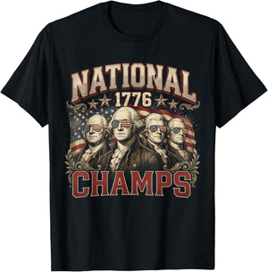 1776 National Champs Funny Patriotic America Founding Father T-Shirt - T-Shirt | Black