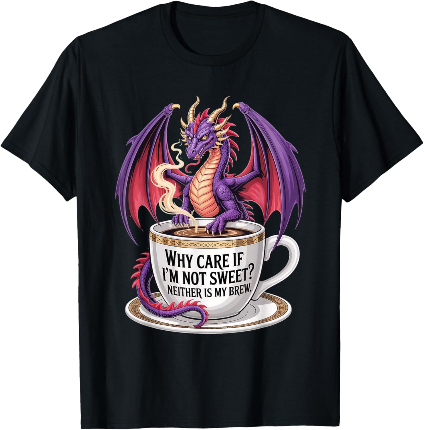 Sarcastic Dragon Coffee Fantasy Humor Brew Society T-Shirt - T-Shirt | Black