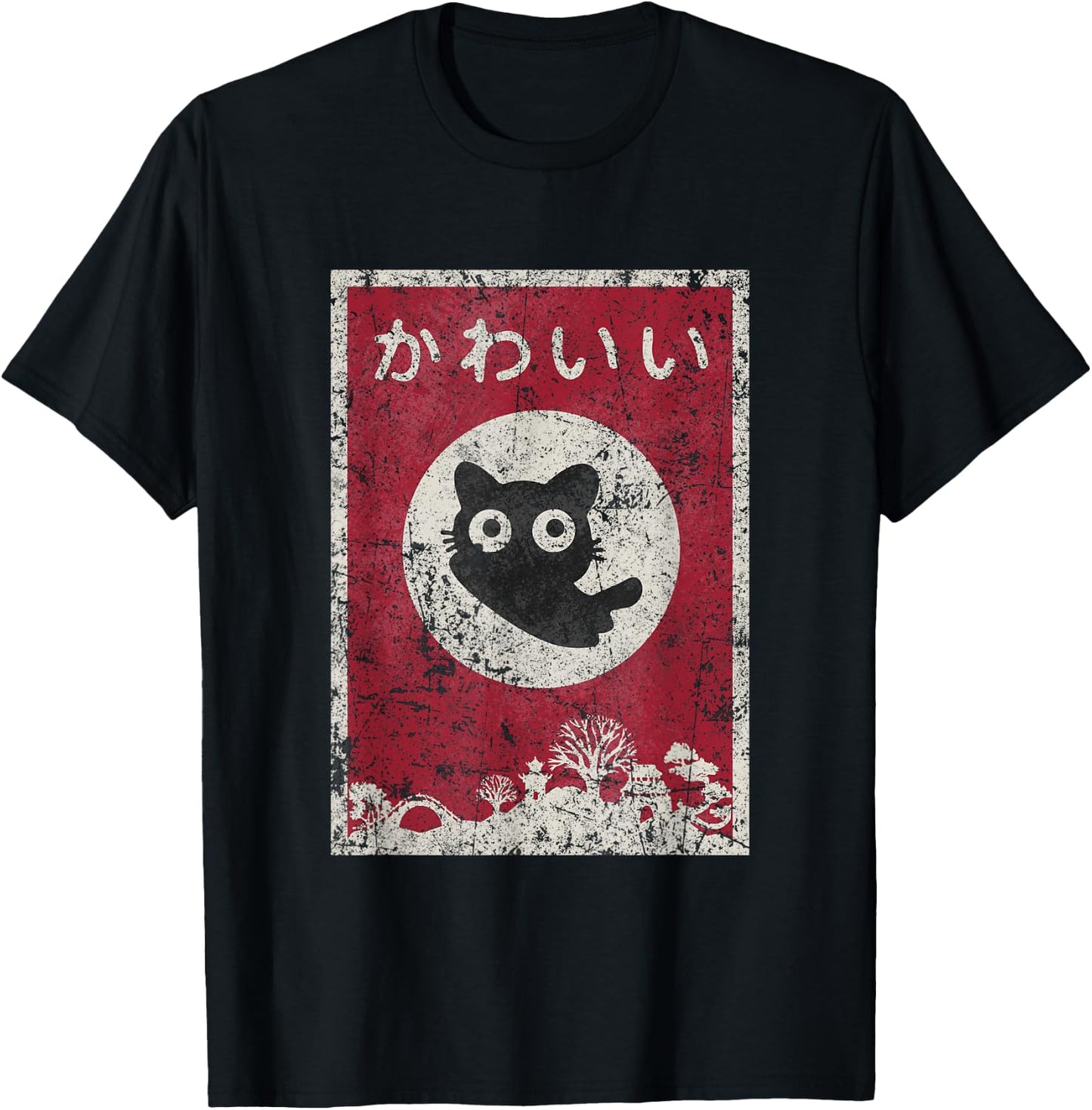 Kawaii cat Japanese black anime cat T-Shirt - T-Shirt | Black