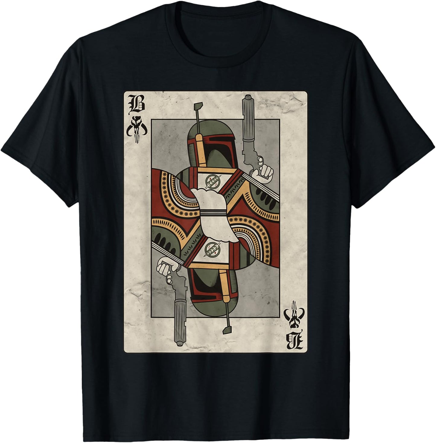 Star Wars Boba Fett Bounty Hunter Playing Card T-Shirt - T-Shirt | Black