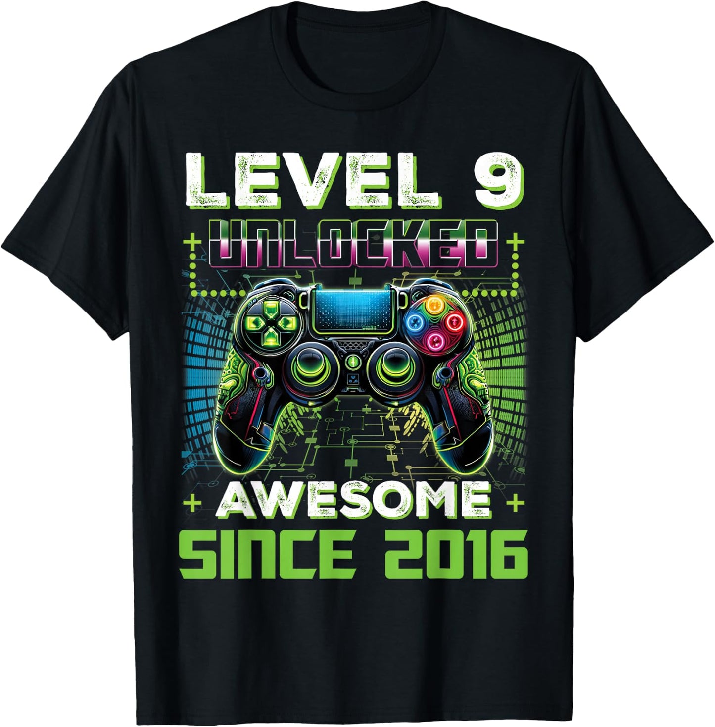 Level 9 Unlocked Video Game 9th Birthday Gamer Boys Son T-Shirt - T-Shirt | Black