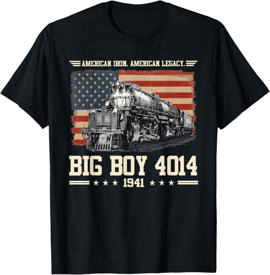 Big Boy 4014 Train USA 250th Anniversary Patriotic American T-Shirt - T-Shirt | Black