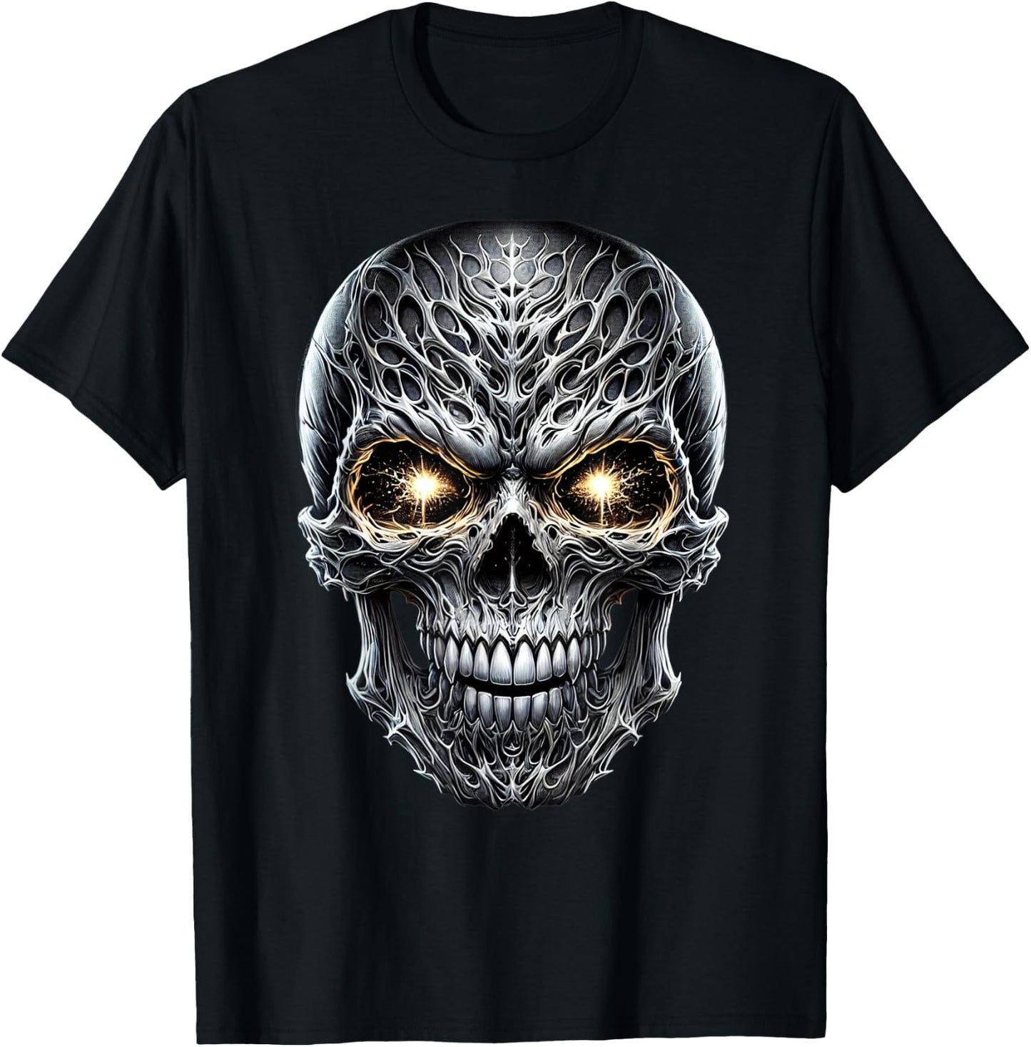 Scary Skeleton Face Evil Skeleton Halloween Costume T-Shirt - T-Shirt | Black