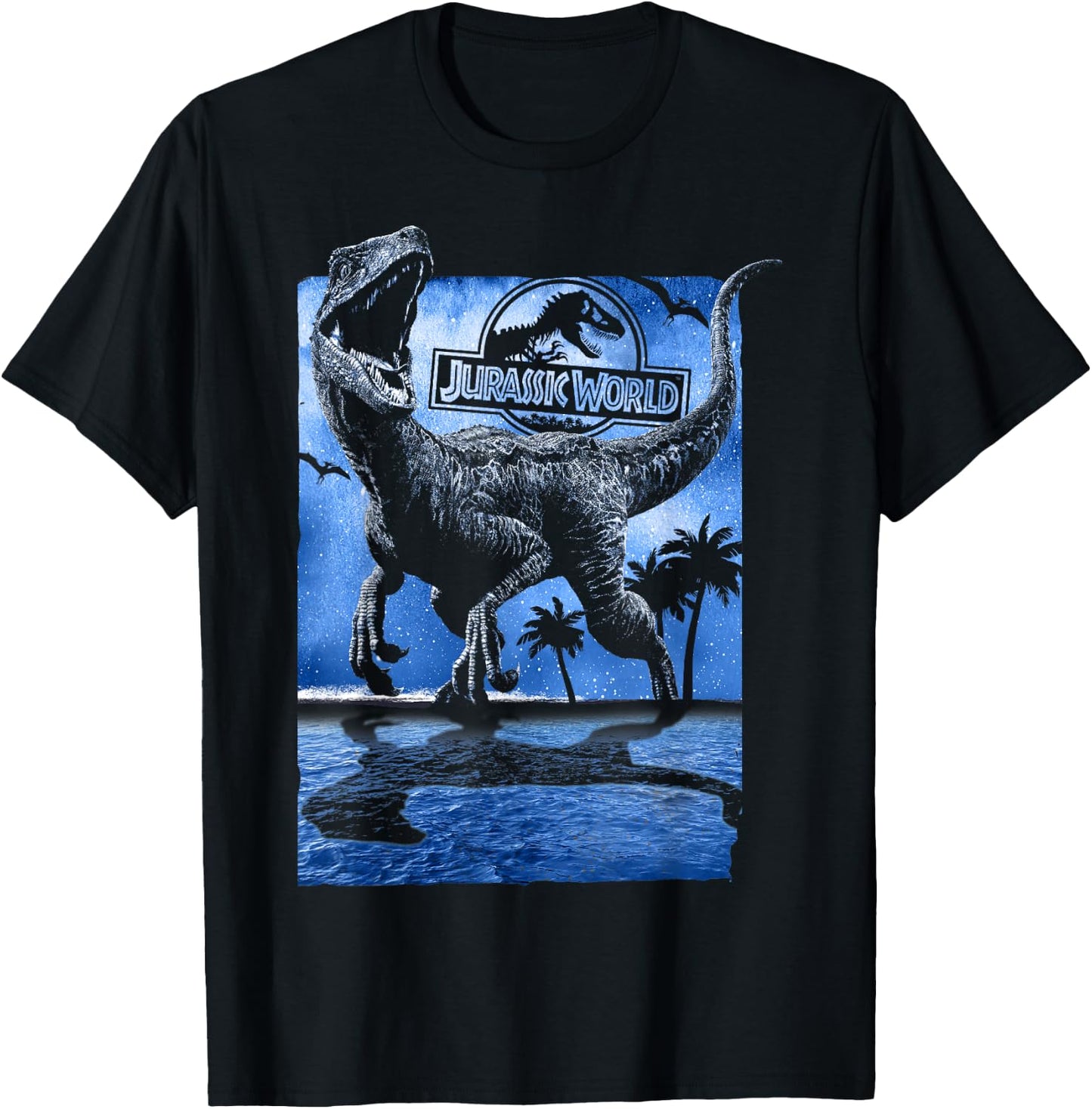 Jurassic World Raptor Moon Light Logo Graphic T-Shirt - T-Shirt | Black