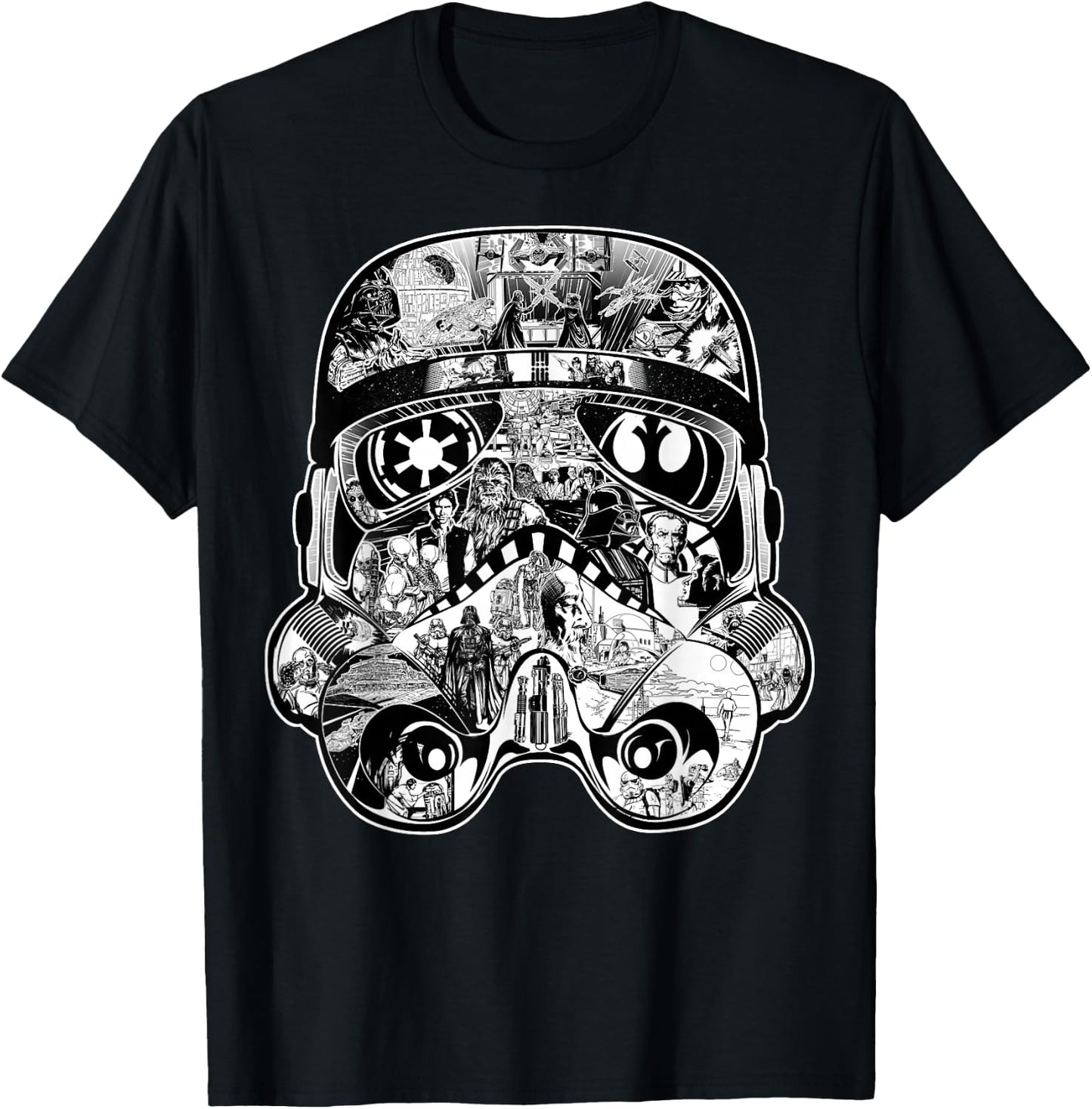 Star Wars Stormtrooper Helmet Comic Collage Graphic T-Shirt - T-Shirt | Black