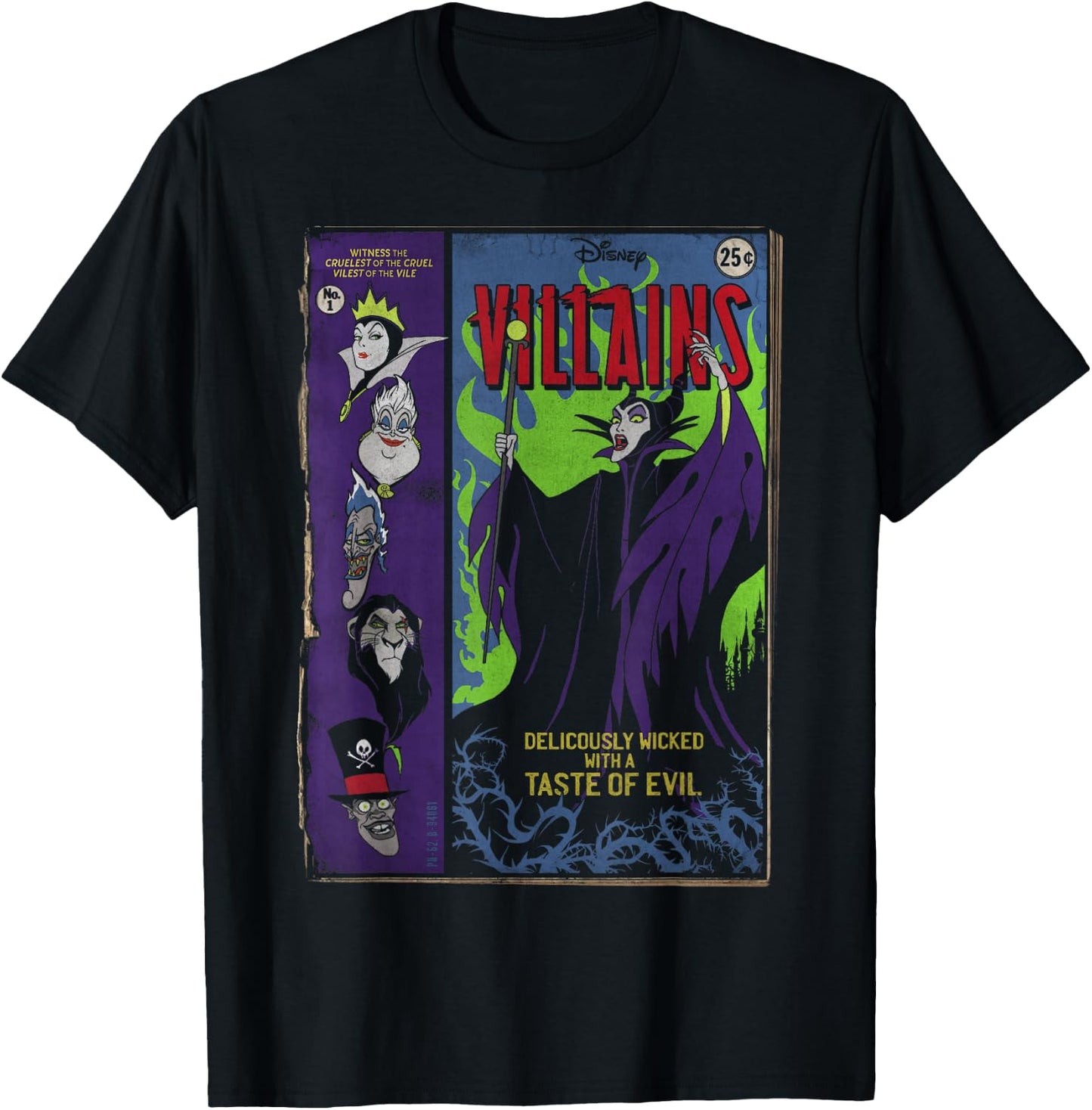 Disney Villains Deliciously Wicked Comic Small T-Shirt - T-Shirt | Black