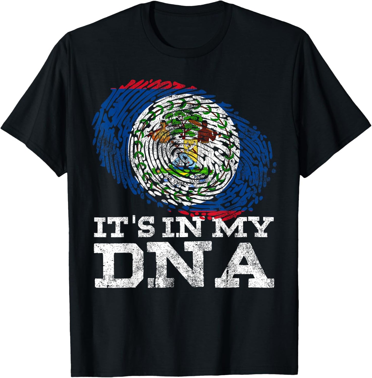 It's In My DNA Belize Flag Shirt Maya Hispanic Gift Belizean T-Shirt - T-Shirt | Black