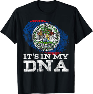 It's In My DNA Belize Flag Shirt Maya Hispanic Gift Belizean T-Shirt - T-Shirt | Black