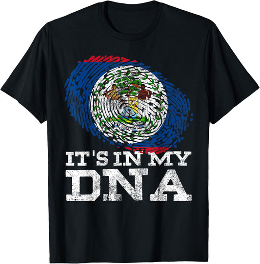 It's In My DNA Belize Flag Shirt Maya Hispanic Gift Belizean T-Shirt - T-Shirt | Black