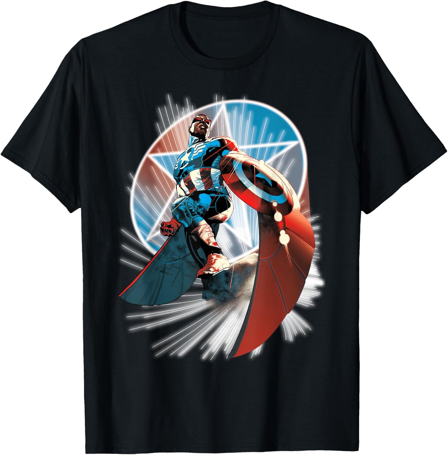Captain America Hands Helm to Falcon Marvel Now T-Shirt - T-Shirt | Black