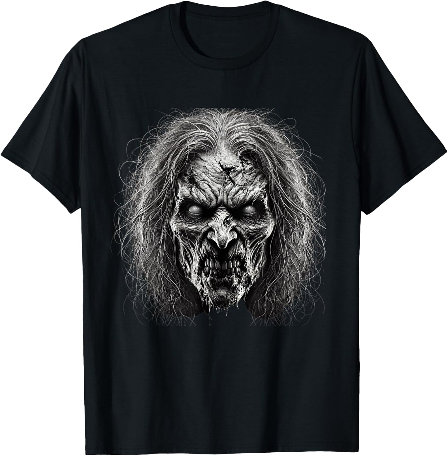 Scary Witch Face Evil Witch Halloween Costume T-Shirt - T-Shirt | Black